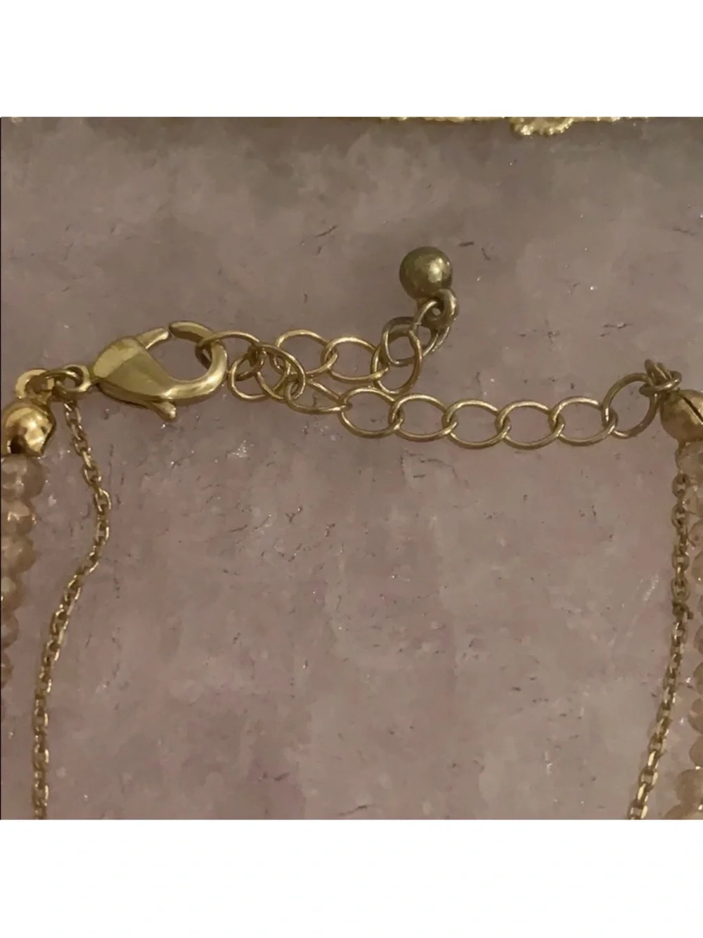 Forever 21 Gold-Tone Pink Crystal Stretch Bracelet with Pave Teardrop Charm